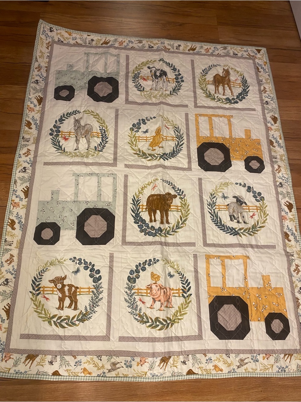 Tractor Pull Quilt Coach House Designs Willow's Farm Fabric Baby Nursery Animals